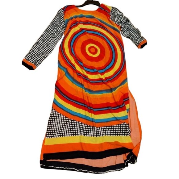 Handmade Dresses & Skirts - RAINBOW Saree Style Dress Ladies Small Silk Like Colorful Hippie Boho FREE love